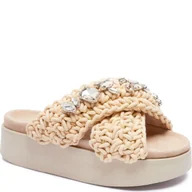 Klapki i japonki damskie - INUIKII Klapki WOVEN STONES PLATFORM z dodatkiem skóry - miniaturka - grafika 1