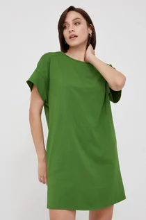 Sukienki - Benetton United Colors of United Colors of sukienka bawełniana kolor zielony mini prosta - grafika 1