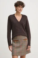 Swetry damskie - Tommy Hilfiger sweter wełniany damski kolor brązowy lekki WW0WW43101 - miniaturka - grafika 1