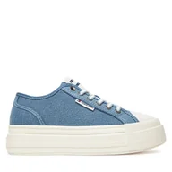 Sneakersy damskie - Sneakersy Tommy Jeans Tjw Foxing Flatform Lc EN0EN02736 Niebieski - miniaturka - grafika 1