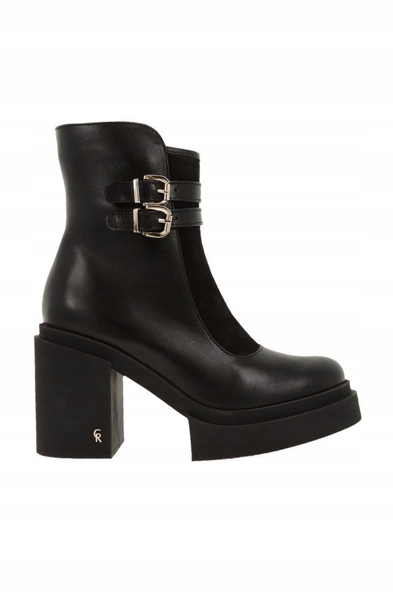 Botki na klocku carinii b9239 czarne skóra naturalna r.39