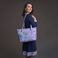 Torebki damskie - Torebka A4 pikowana z materiału fioletowa - miniaturka - grafika 1