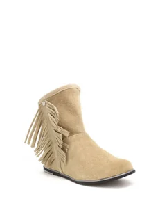 Bartek Skórzane botki w kolorze beżowym - Botki damskie - miniaturka - grafika 1