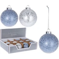 Bombki - Bombka gładka z wykończeniem śnieżnym 8 cm mix - miniaturka - grafika 1