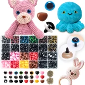 Prace ręczne dla dzieci - OCZY DO MASKOTEK ZABAWEK BEZPIECZNE ZESTAW 1040 SZT OCZKA NOSKI ETUI 6-14mm - miniaturka - grafika 1