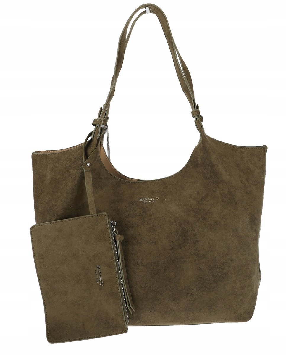 Torebka Damska Shopperka łódka torba zamszowa modna na Ramię DJC901 Zielona