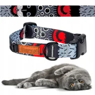 Obroże dla kotów - OBROŻA dla Kota Kotka z KLAMRĄ XXS 15 mm uKory 20-24 cm szara w potwory - miniaturka - grafika 1