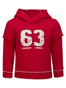 Bluzy dla chłopców - Chłopięca bluza bawełniana z kapturem czerwona Lief r.116 - miniaturka - grafika 1