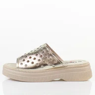 Klapki i japonki damskie - Złote skórzane klapki damskie na platformie S.Barski 537 - S.BARSKI - miniaturka - grafika 1