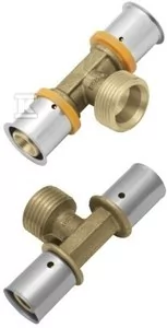 Trójnik KAN-therm Press z pierścieniem zaprasowywanym z GZ 16xG1/2"x16 - Łączniki, trójniki, kształtki - miniaturka - grafika 1