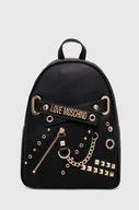 Plecaki - Love Moschino plecak damski kolor czarny mały z aplikacją - miniaturka - grafika 1