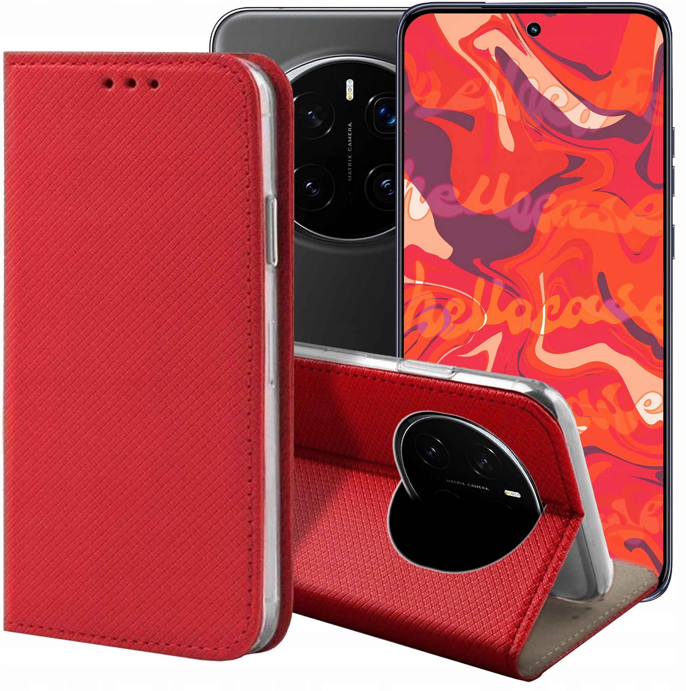 ETUI Z KLAPKĄ DO HONOR MAGIC7 PRO CZERWONE ZAMYKANE MAGNETYCZNE KABURA CASE