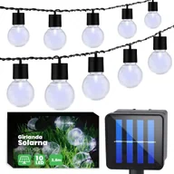 Lampy ogrodowe - girlanda solarna lampki ogrodowe 10 LED 3,8m solarne białe zimne kuleczki POLFA0100 - miniaturka - grafika 1