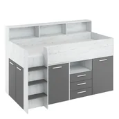 Łóżka dla dzieci i młodzieży - Łóżko Piętrowe Neo Lewe Craft Biały / Grafit MebloCross - miniaturka - grafika 1