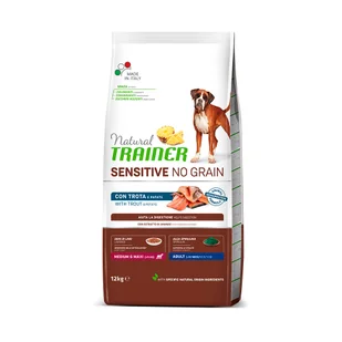Natural Trainer Sensitive No Grain Adult Medium/Maxi Single Protein z pstrągiem i ziemniakami - 12 kg - Sucha karma dla psów - miniaturka - grafika 1