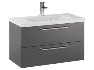 Szafka Wisząca Z Umywalką RON 80 cm - Titan Mat - Uchwyty Chromowane - Szafki łazienkowe - miniaturka - grafika 1