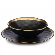 Talerze - Zestaw obiadowy 2 talerzy LISSA BLACK GOLD - miniaturka - grafika 1