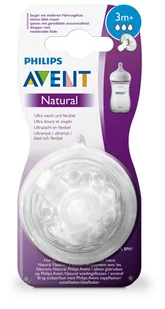 Philips Avent Natural Ssawka SCF043/27, 3 m+, do butelek naturalnych, naturalne zachowanie podczas picia, system antykoliowy, przezroczysty, 2 sztuki - Smoczki do butelek - miniaturka - grafika 1