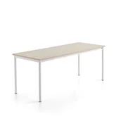 Meble do szkół i przedszkoli - Stół SONITUS PLUS, 1800x700x720 mm, laminat HPL jesion, redukcja hałasu, biały - miniaturka - grafika 1