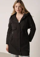 Kurtki damskie - Czarna Przejściowa Kurtka Parka z Kapturem i Podwijanymi Rękawami Tinarose - miniaturka - grafika 1