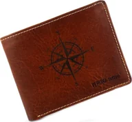 Portfele - Verona VERONA Tattoo skórzany portfel męski 096M z tatuażem róża wiatów 096M - miniaturka - grafika 1