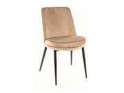 Krzesła - Krzesło tapicerowane do jadalni KAYLA VELVET beżowe SIGNAL - miniaturka - grafika 1