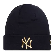 Czapki damskie - Czapka zimowa NEW ERA NYY Metallic Beanie Black Cuff Knit czarna - miniaturka - grafika 1