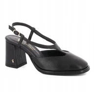 Czółenka - Czarne czółenka z paskiem Carinii B6426_-353 słupek skóra r.38 - miniaturka - grafika 1