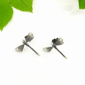 Kolczyki - Mini ważki szare - kolczyki srebrne - miniaturka - grafika 1