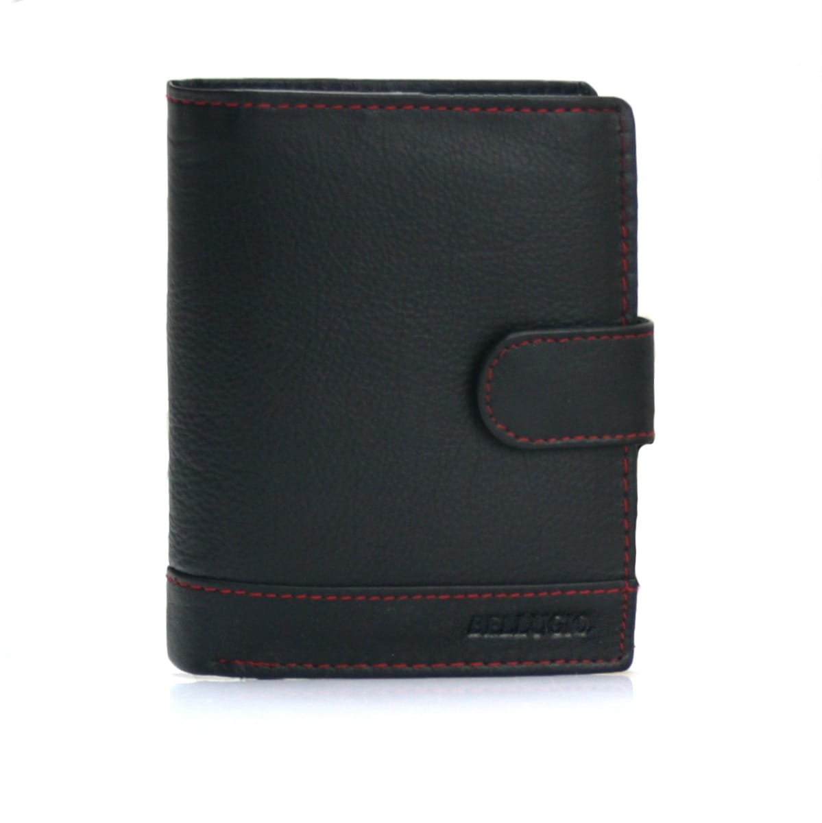 Portfel męski z ozdobną nicią pionowy - czarno-czerwony