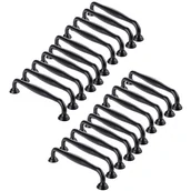 Zawiasy, okucia i inne akcesoria - 20 klamek do drzwi, rozstaw 128 mm, czarne, do szafek kuchennych, szuflad i sypialni. - miniaturka - grafika 1