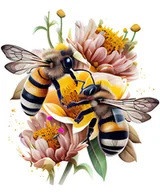 Pasmanteria - Naprasowanka Pszczoła kwiaty miód art 2 - miniaturka - grafika 1