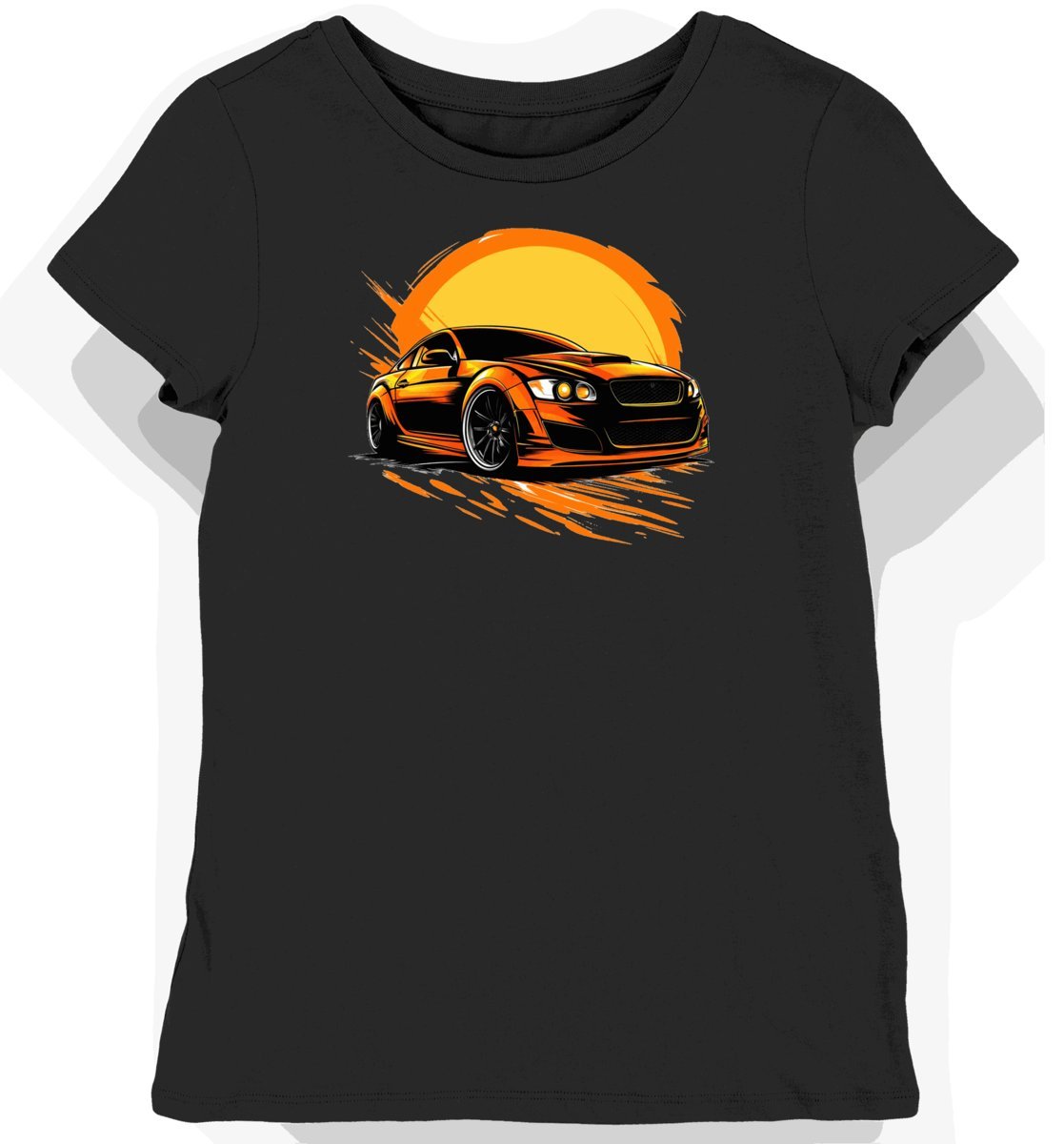 Koszulka damska czarna z nadrukiem sportowego auta XL