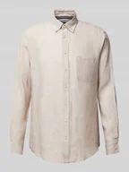Koszule męskie - Koszula lniana o kroju regular fit z kołnierzykiem typu button down - miniaturka - grafika 1