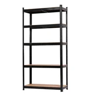 Szafy i regały magazynowe - Regał wciskany metalowy ocynkowany czarny 5 półek 180 x 90 cm - miniaturka - grafika 1