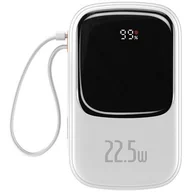 Powerbanki - Baseus Qpow Digital Display powerbank z szybkim ładowaniem 20000mAh 22,5W QC/PD/SCP/FCP z wbudowanym kablem USB-C biały - miniaturka - grafika 1