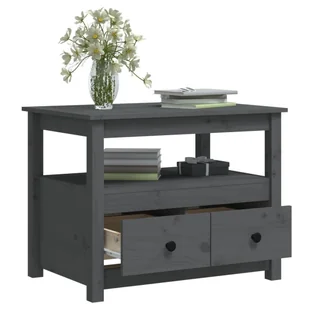 Lumarko Stolik kawowy, szary, 71x49x55 cm, lite drewno sosnowe - Ławy i stoliki kawowe - miniaturka - grafika 6