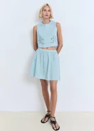 Spódnice - MANGO - Haftowana spódnica z pofalowanym wykończeniem błękitny - 36 - Kobieta - miniaturka - grafika 1