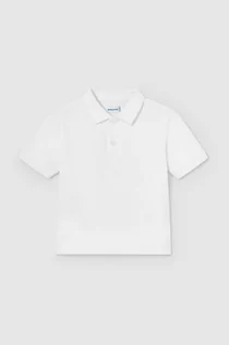 Koszulki dla chłopców - Mayoral polo bawełniane niemowlęce kolor biały gładki - grafika 1