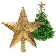 Bombki - GWIAZDA CZUBEK NA CHOINKĘ SZPIC CHOINKOWY GWIAZDKA CHOINKOWA 20 CM ZŁOTA ŚWIĘTA - miniaturka - grafika 1