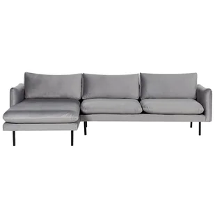 BELIANI Narożnik szary welurowy 4-osobowy nowoczesna narożna sofa do salonu prawostronna - Narożniki - miniaturka - grafika 1
