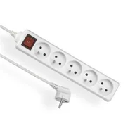 Przedłużacze i rozgałęźniki - Elgotech Przedłużacz 5 gniazdowy z uziemienia i wyłącznikiem 3x1 1,5m Biały EPS-501,5W - miniaturka - grafika 1