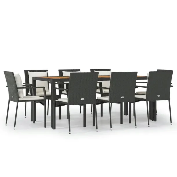 Zestaw mebli ogrodowych Rattan PE 8 krzeseł + stół 190x90 czarny