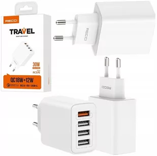 SZYBKA ŁADOWARKA SIECIOWA 4x USB QUICK CHARGE 3.0 18W RECCI - Ładowarki do telefonów - miniaturka - grafika 1