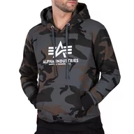 Bluzy sportowe męskie - Bluza Alpha Industries Basic Hoody Camo 178312C125 - szaro-brązowa - miniaturka - grafika 1