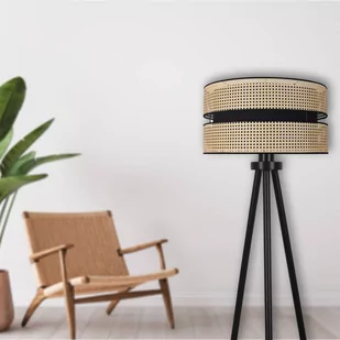 Lampa stojąca Duo, rattan, trójnóg, beżowa/czarna - Lampy stojące - miniaturka - grafika 2