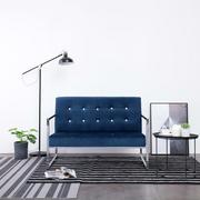 Sofy i kanapy - vidaXL 2-osobowa sofa z podłokietnikami niebieska chrom i aksamit 282166 - miniaturka - grafika 1