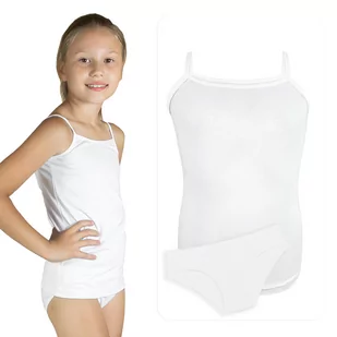 BIELIZNA BIAŁA DLA DZIEWCZYNKI PODKOSZULEK BIAŁY NA RAMIĄCZKACH BIAŁE MAJTKI DZIEWCZĘCE 158 - Moda i Uroda OUTLET - miniaturka - grafika 1