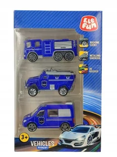 Elefun Pojazdy Auta Samochopdy Resoraki POLICJA 3szt - Zabawki zdalnie sterowane - miniaturka - grafika 1