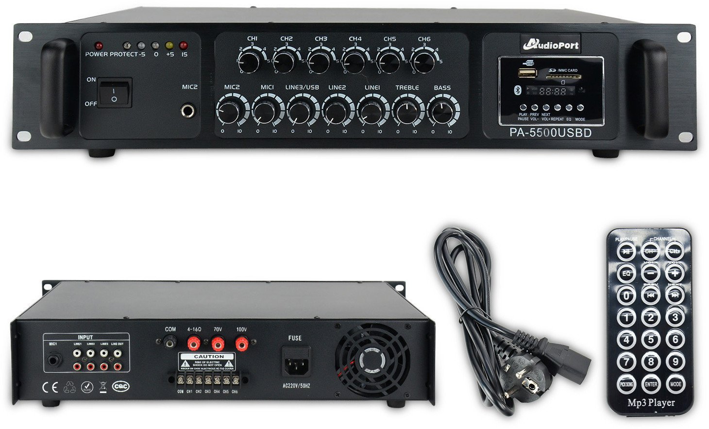 Audioport Wzmacniacz audio 6-strefowy 500W/100V PA-5500 one size